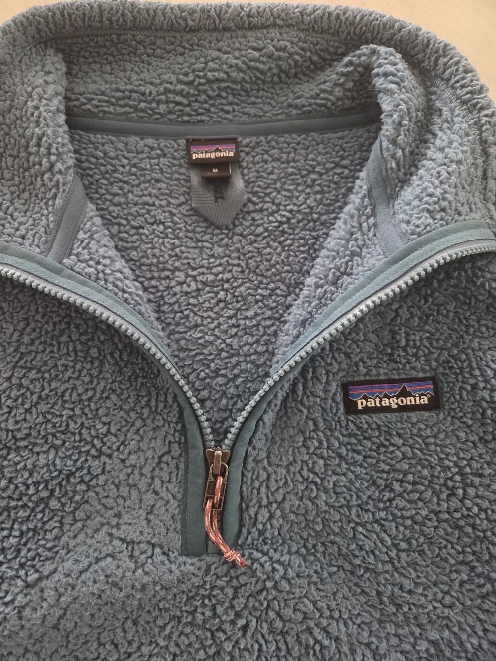 Patagonia Gray-Blue Sherpa Fleece Quarter-Zip Jacket